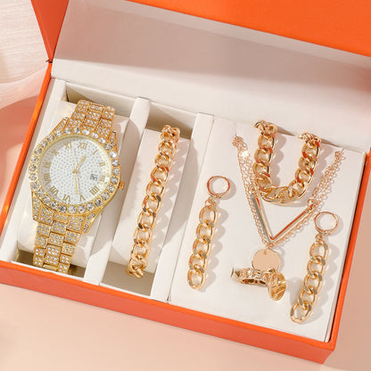 Women’s 5-Piece Jewelry Quartz Watch Gift Set