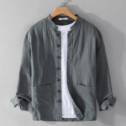 Men's Retro Stand Collar Chinese Knot Button Shirt Coat