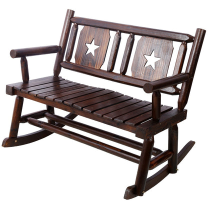 Outdoor Solid Wood Rocking Chair Bench