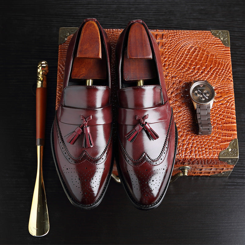 Men’s Fashion Brogue Leather Shoes – Fringed Design for Office & Party Wear