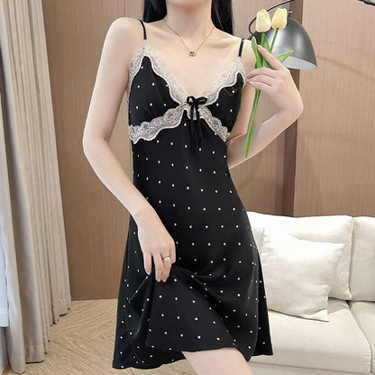 Fashion Polka Dot French Nightdress For Women