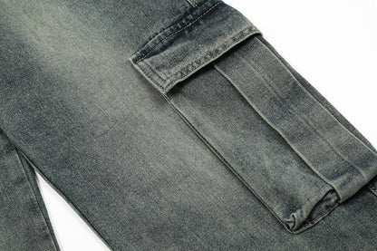 Punk Washed And Worn Denim Overalls Men