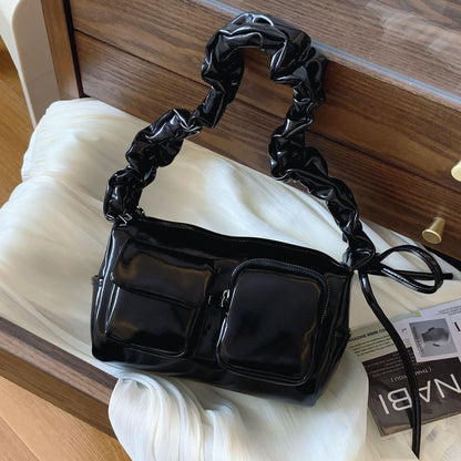 Women’s Pleated Tote Bag – Korean Niche Style Large Capacity Multi-Pocket Purse