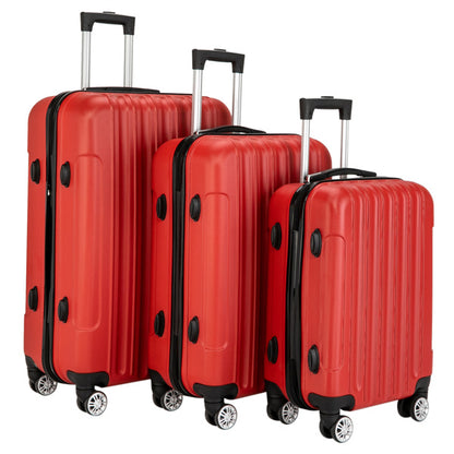 3-Piece Vertical Pattern Spinner Luggage Set with Handle & Universal Wheels-Piece Vertical Pattern Spinner Luggage Set with Handle & Universal Wheels