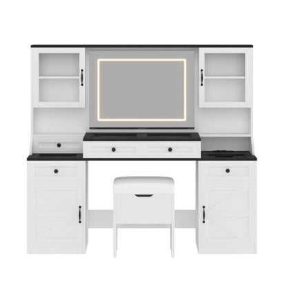 Vanity Desk With Mirror And LED Lights