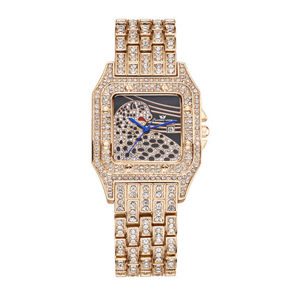 Women’s Square Leopard Crystal Quartz Watch