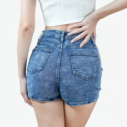 Women’s High-Waist Side Button Denim Shorts
