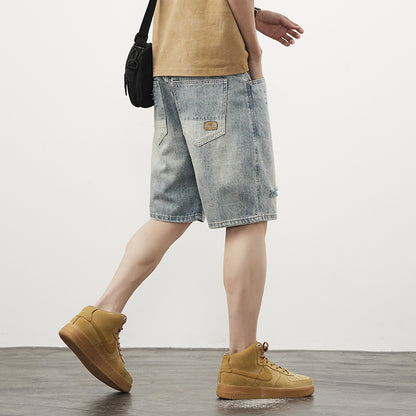 Men's Straight Ripped Denim Shorts