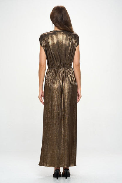 Made in USA Sleeveless Metallic Maxi Dress