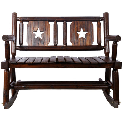 Outdoor Solid Wood Rocking Chair Bench