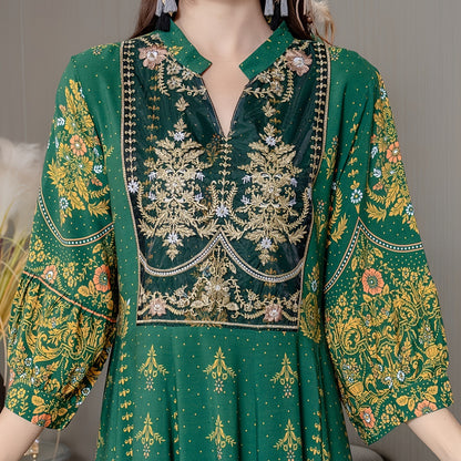 Ethnic Style Embroidered Large Swing Bohemian Style Dress Women