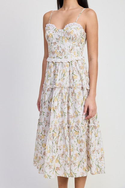 MIDI FLORAL CORSET DRESS