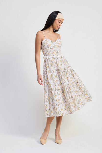 MIDI FLORAL CORSET DRESS