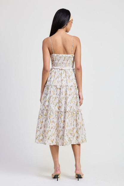 MIDI FLORAL CORSET DRESS