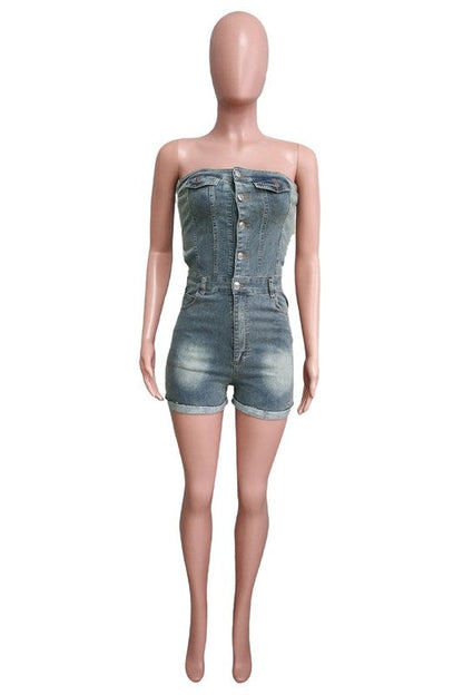 WOMEN FASHION DENIM ROMPERS