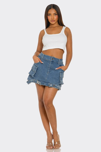 Utility Denim Maxi Skirt
