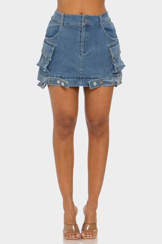 Utility Denim Maxi Skirt