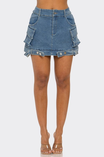 Utility Denim Maxi Skirt