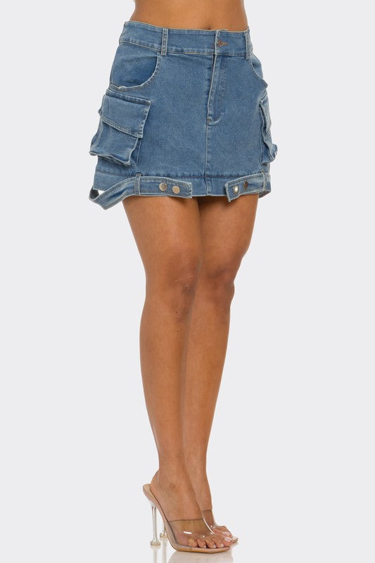 Utility Denim Maxi Skirt