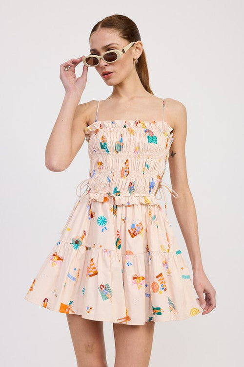 GATHERED POPLIN MIN DRESS