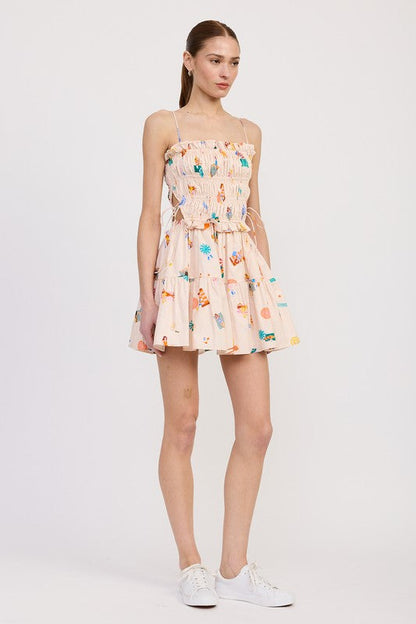 GATHERED POPLIN MIN DRESS