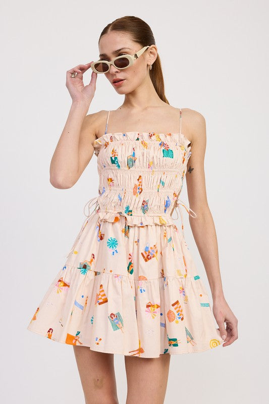 GATHERED POPLIN MIN DRESS