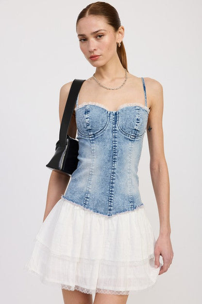 MINI CORSET DENIM DRESS