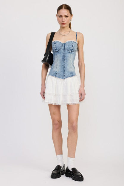 MINI CORSET DENIM DRESS