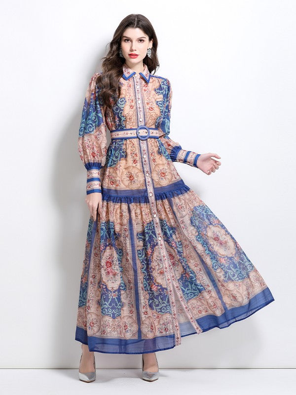 WOMEN FASHION CHIFFON MAXI DRESS