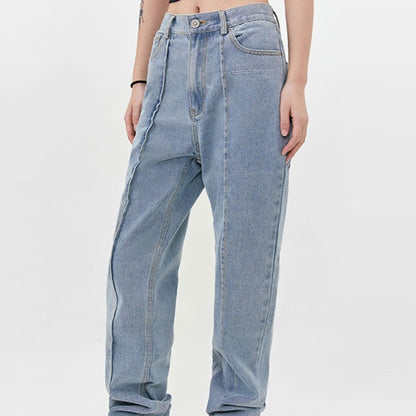 Women’s Deconstructed Stitching Straight Jeans