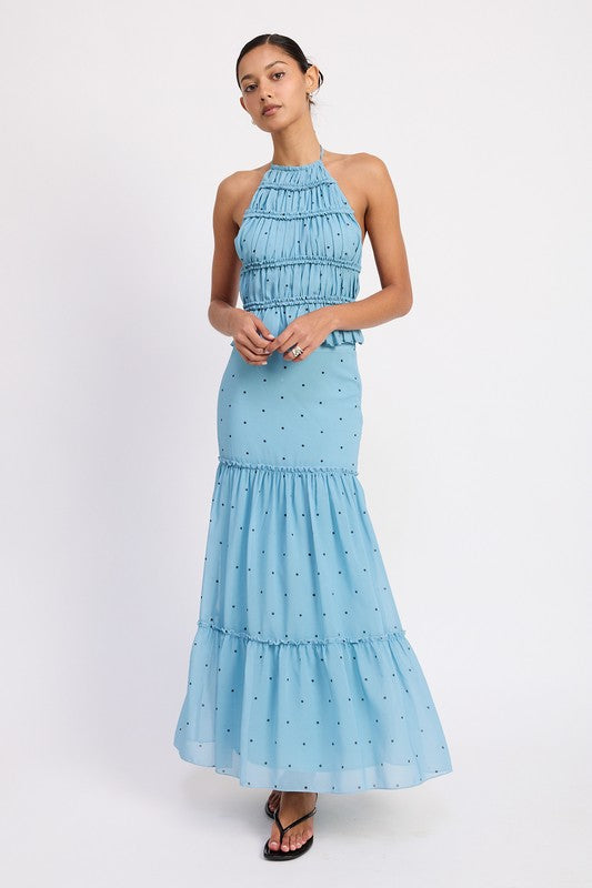 TIERED RUFFLE MIDI SKIRT