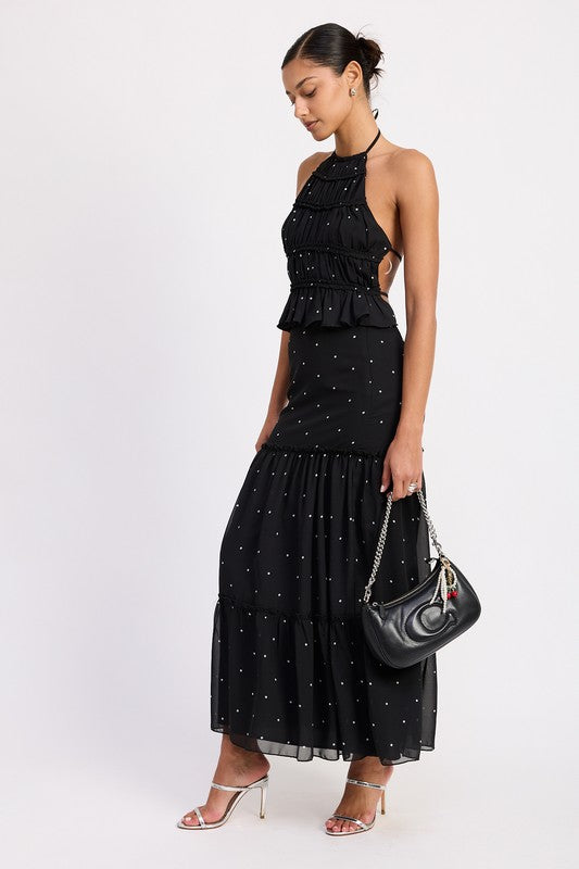 TIERED RUFFLE MIDI SKIRT