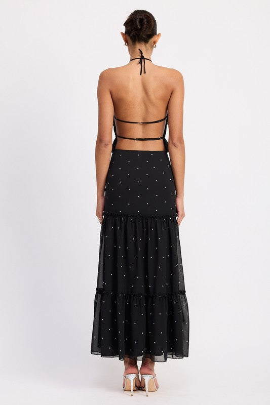 TIERED RUFFLE MIDI SKIRT