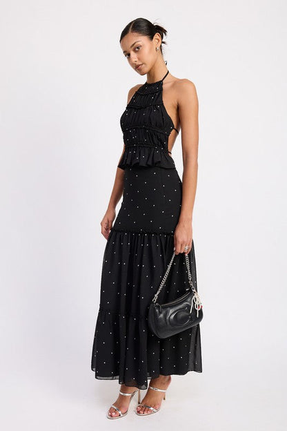 TIERED RUFFLE MIDI SKIRT