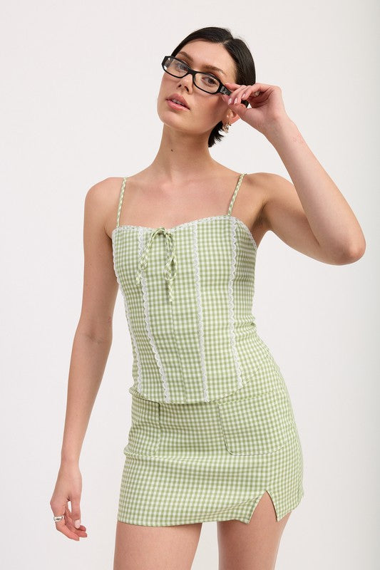 MINI GINGHAM SKIRT WITH POCKETS