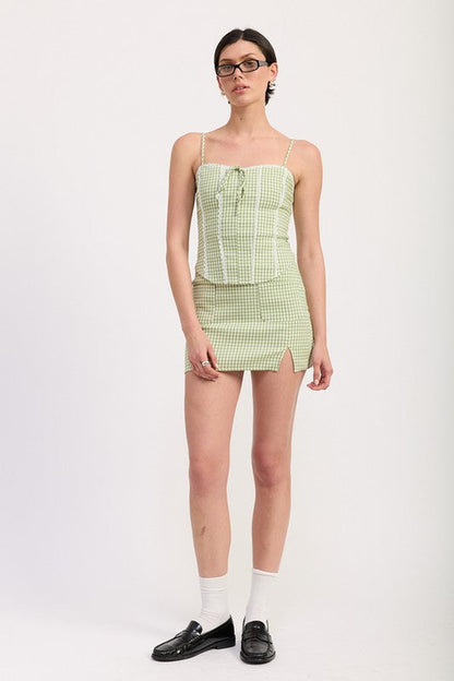 MINI GINGHAM SKIRT WITH POCKETS