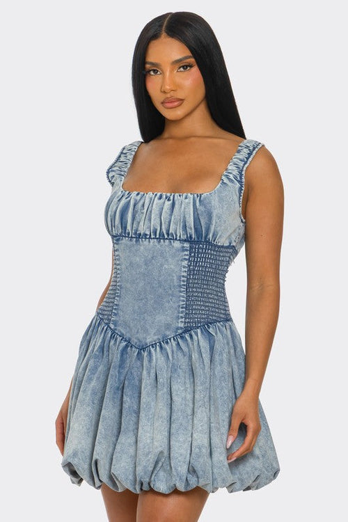 PLUS SIZE  Bubble Belle Denim Mini Dress