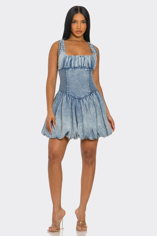 PLUS SIZE  Bubble Belle Denim Mini Dress