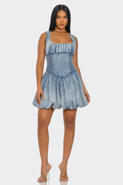 PLUS SIZE  Bubble Belle Denim Mini Dress