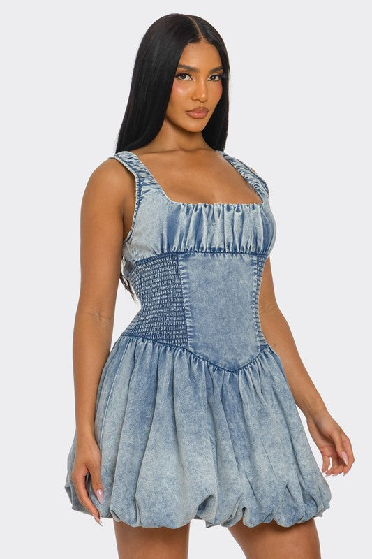 PLUS SIZE  Bubble Belle Denim Mini Dress
