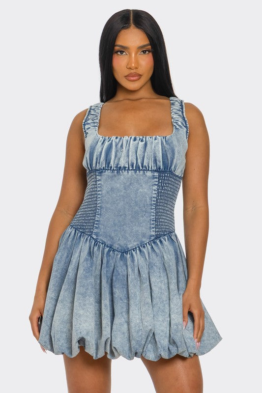 PLUS SIZE  Bubble Belle Denim Mini Dress