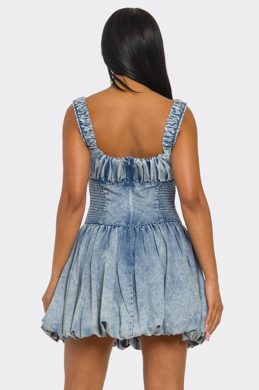 PLUS SIZE  Bubble Belle Denim Mini Dress