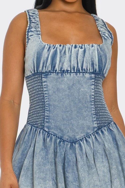 PLUS SIZE  Bubble Belle Denim Mini Dress