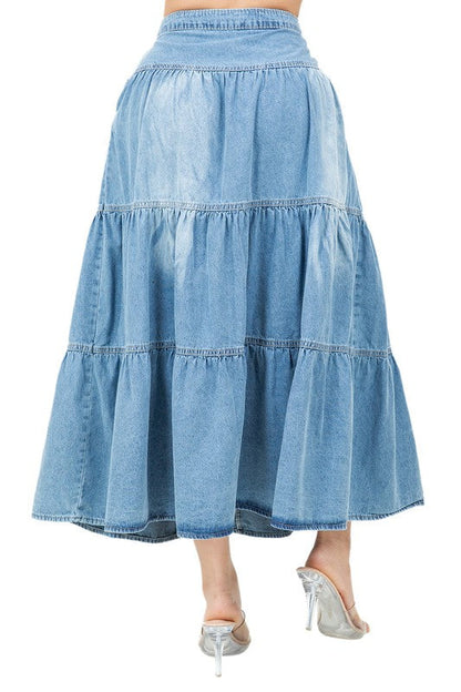 WOMEN FASHION LONG MAXI DENIM SKIRT