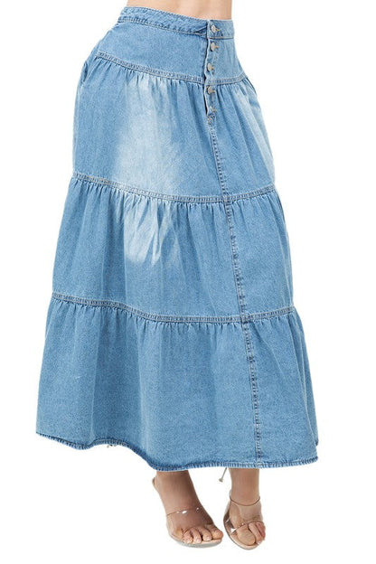 WOMEN FASHION LONG MAXI DENIM SKIRT