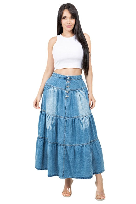 WOMEN FASHION LONG MAXI DENIM SKIRT