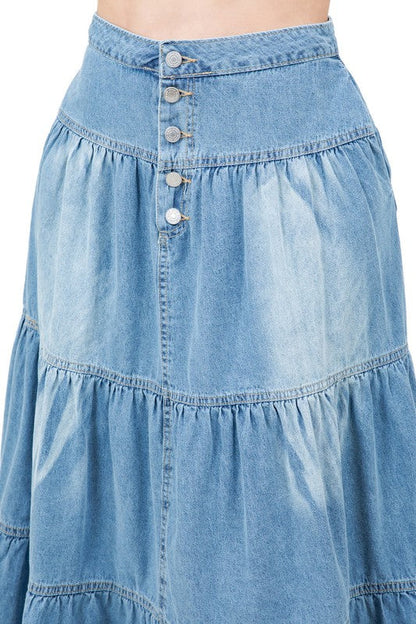 WOMEN FASHION LONG MAXI DENIM SKIRT