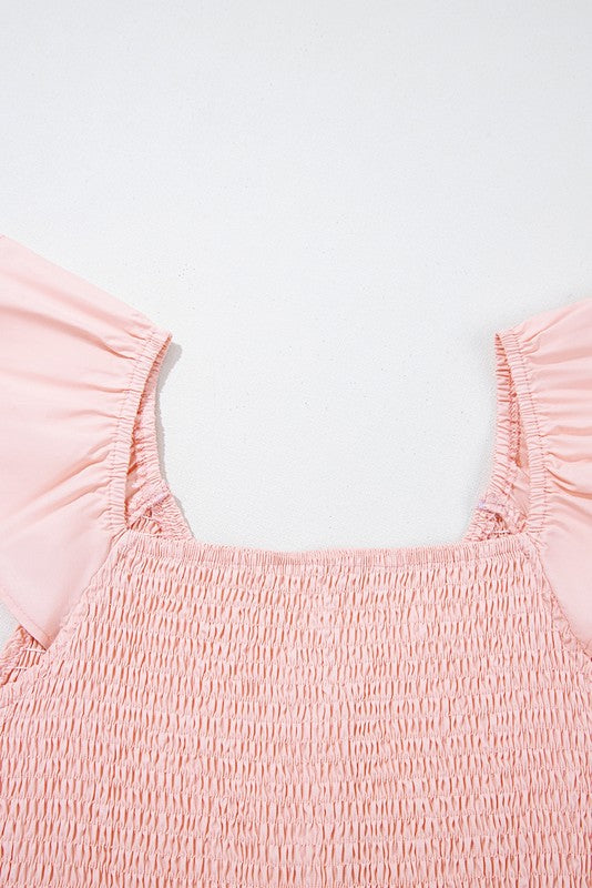 Cotton Flutter Smocked High Waist Ruffle Maxi