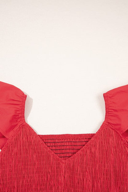 Cotton Flutter Smocked High Waist Ruffle Maxi