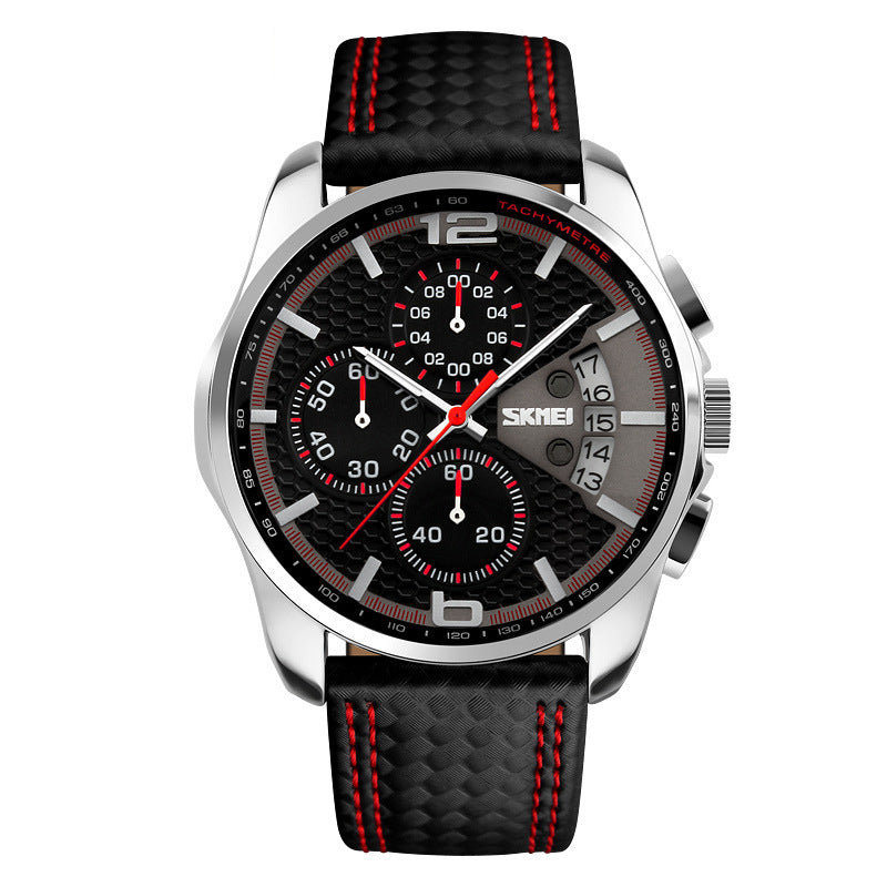 Leather Quartz Sports Watch – Men’s Luxury Casual Wristwatch